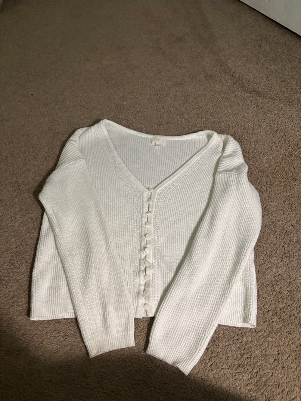 Cyrus white button cardigan